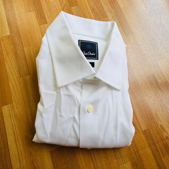 David Donahue trim 17 34/35 cotton white dress shirt - Picture 1 of 11